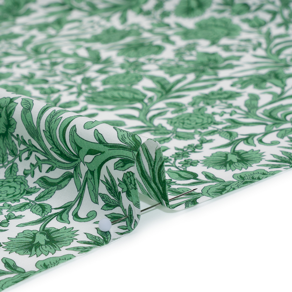 Liberty Fabrics Tana Lawn® – Sambourne Green – Dark Mint Green and White Fancy Roses Liberty Fabrics Tana Lawn® – Sambourne Green – Dark Mint Green and White Fancy Roses