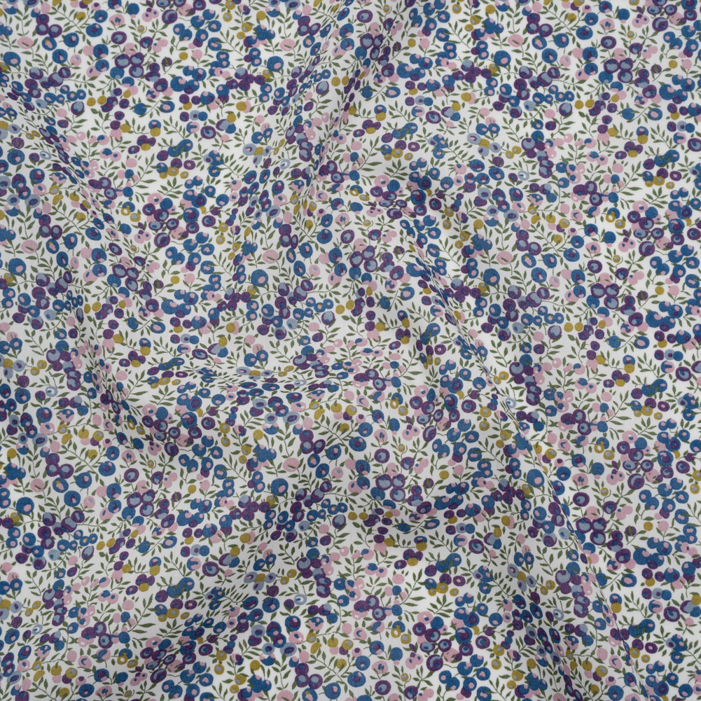 Liberty Fabrics Tana Lawn® – Wiltshire Bud Purple – Royal Purple, Blue and Orchid Pink Berries and Leaves Liberty Fabrics Tana Lawn® – Wiltshire Bud Purple – Royal Purple, Blue and Orchid Pink Berries and Leaves