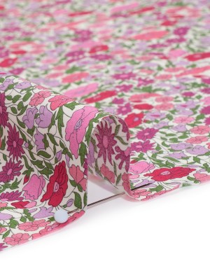 Liberty Fabrics Tana Lawn® – Poppy Forest Pink – Red, Bright Pink and Green Floral Meadow Liberty Fabrics Tana Lawn® – Poppy Forest Pink – Red, Bright Pink and Green Floral Meadow