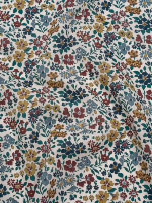 Liberty Fabrics Tana Lawn® – Annabella Multi Neutral – Yellow Ochre, Dark Red and Teal Floral Liberty Fabrics Tana Lawn® – Annabella Multi Neutral – Yellow Ochre, Dark Red and Teal Floral
