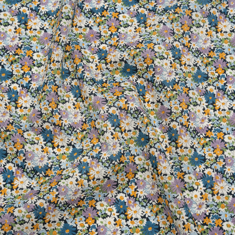 Liberty Fabrics Tana Lawn® – Libby Purple – Lavender, Blue and Yellow Field of Daisies Liberty Fabrics Tana Lawn® – Libby Purple – Lavender, Blue and Yellow Field of Daisies