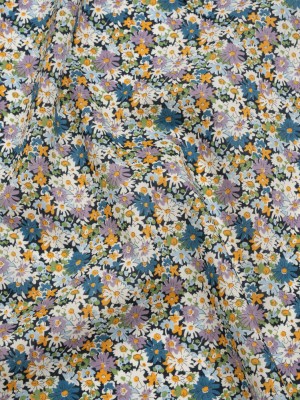 Liberty Fabrics Tana Lawn® – Libby Purple – Lavender, Blue and Yellow Field of Daisies Liberty Fabrics Tana Lawn® – Libby Purple – Lavender, Blue and Yellow Field of Daisies