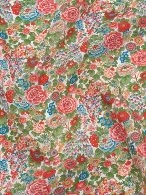Liberty Fabrics Tana Lawn® – Elysian Day Red – Red, Blue and Green Rosy Blooms Liberty Fabrics Tana Lawn® – Elysian Day Red – Red, Blue and Green Rosy Blooms