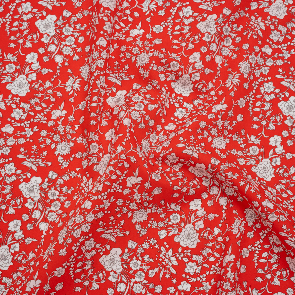 Liberty Fabrics Tana Lawn® – Summer Blooms Red – Scarlet Red and White Floral Liberty Fabrics Tana Lawn® – Summer Blooms Red – Scarlet Red and White Floral