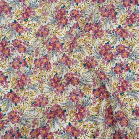 Liberty Fabrics Tana Lawn® – Swirling Petals Purple – Berry Pink, Blue and Yellow Floral Liberty Fabrics Tana Lawn® – Swirling Petals Purple – Berry Pink, Blue and Yellow Floral