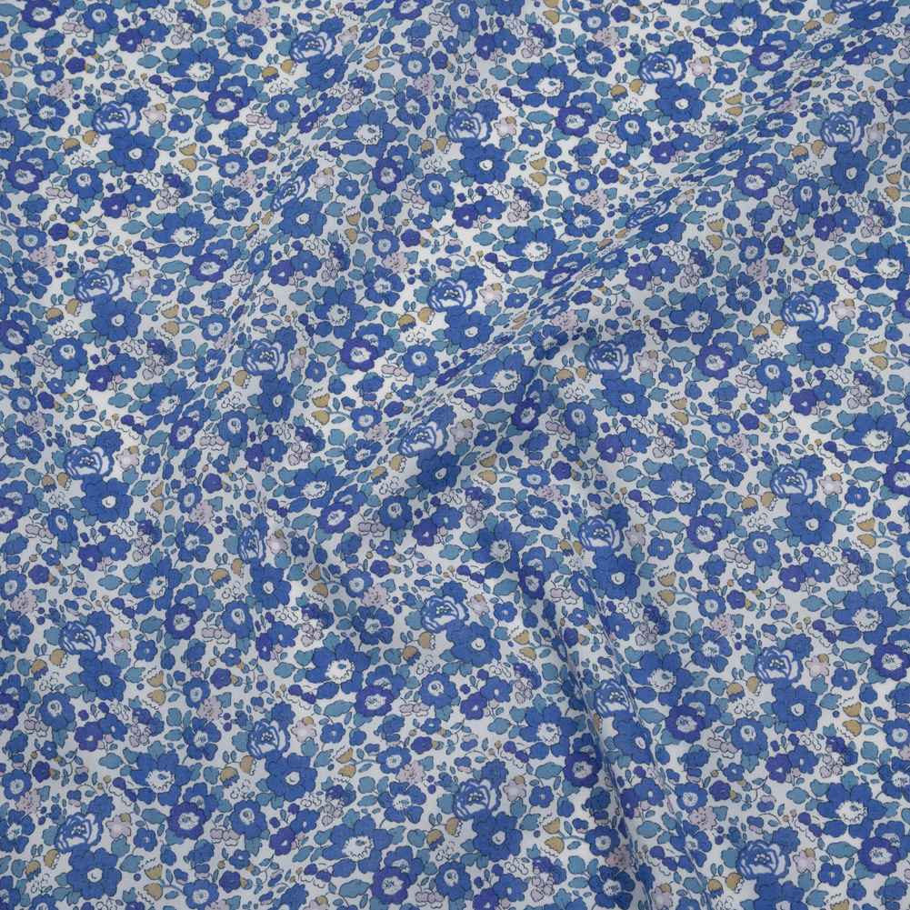Liberty Fabrics Tana Lawn® – Betsy Ann Blue – Blue, Teal and Orange Floral Liberty Fabrics Tana Lawn® – Betsy Ann Blue – Blue, Teal and Orange Floral