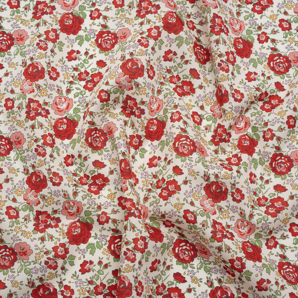 Liberty Fabrics Tana Lawn® – Felicite Red – Red, Pink and Sage Green Little Roses Liberty Fabrics Tana Lawn® – Felicite Red – Red, Pink and Sage Green Little Roses