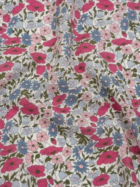 Liberty Fabrics Tana Lawn® – Poppy & Daisy Pink – Baby Pink, Light Blue and Olive Green Fine Lined Illustrated Florals Liberty Fabrics Tana Lawn® – Poppy & Daisy Pink – Baby Pink, Light Blue and Olive Green Fine Lined Illustrated Florals