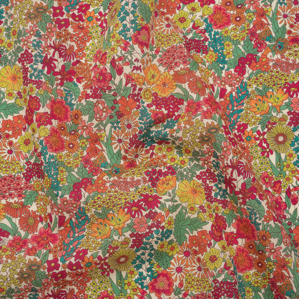 Liberty Fabrics Tana Lawn® – Margaret Annie Pink – Bright Pink, Orange and Yellow Hand Drawn Florals Liberty Fabrics Tana Lawn® – Margaret Annie Pink – Bright Pink, Orange and Yellow Hand Drawn Florals
