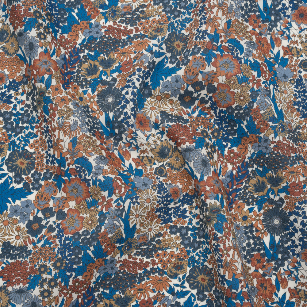 Liberty Fabrics Tana Lawn® – Margaret Annie Blue – Brown, Blue and Beige Hand Drawn Florals Liberty Fabrics Tana Lawn® – Margaret Annie Blue – Brown, Blue and Beige Hand Drawn Florals