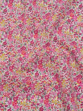 Liberty Fabrics Tana Lawnยฎ – Emma and Georgina Pink – Nany Pink, Yellow and Green Floral Liberty Fabrics Tana Lawnยฎ – Emma and Georgina Pink – Nany Pink, Yellow and Green Floral