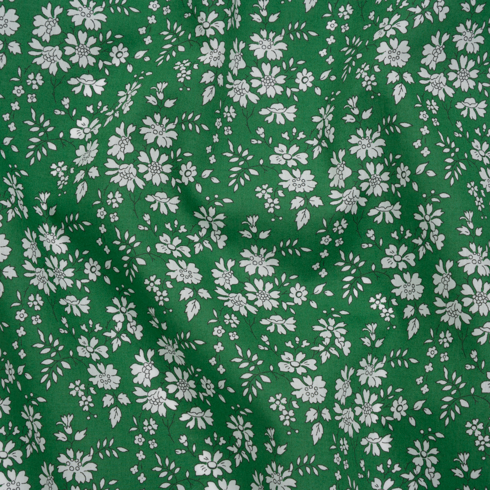 Liberty Fabrics Tana Lawn® – Capel Green – Kelly Green and White Outlined Florals Liberty Fabrics Tana Lawn® – Capel Green – Kelly Green and White Outlined Florals