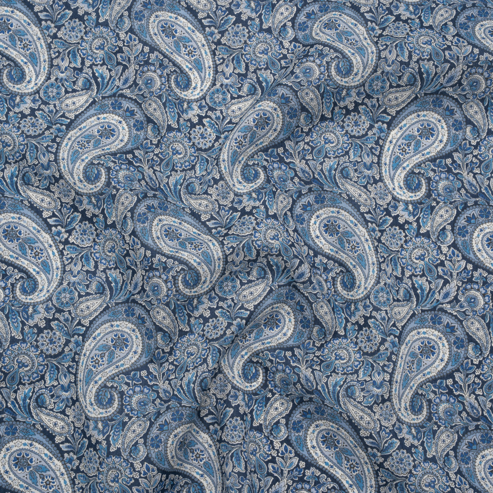 Liberty Fabrics Tana Lawn® – Lee Manor Dark Blue – Blue and White Paisley Liberty Fabrics Tana Lawn® – Lee Manor Dark Blue – Blue and White Paisley