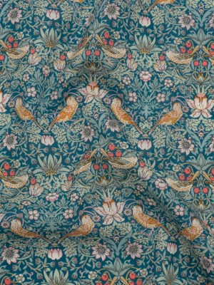 Liberty Fabrics Tana Lawn® – Strawberry Thief Turquoise Blue – Teal, Mint Green and Rust Orange Birds, Berries and Flowers Liberty Fabrics Tana Lawn® – Strawberry Thief Turquoise Blue – Teal, Mint Green and Rust Orange Birds, Berries and Flowers