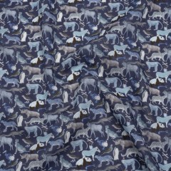 Liberty Fabrics Tana Lawn® – Quey 2 Dark Blue – Blue, Gray and White Animals with Clothes Liberty Fabrics Tana Lawn® – Quey 2 Dark Blue – Blue, Gray and White Animals with Clothes