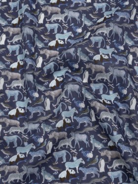 Liberty Fabrics Tana Lawnยฎ – Quey 2 Dark Blue – Blue, Gray and White Animals with Clothes Liberty Fabrics Tana Lawnยฎ – Quey 2 Dark Blue – Blue, Gray and White Animals with Clothes
