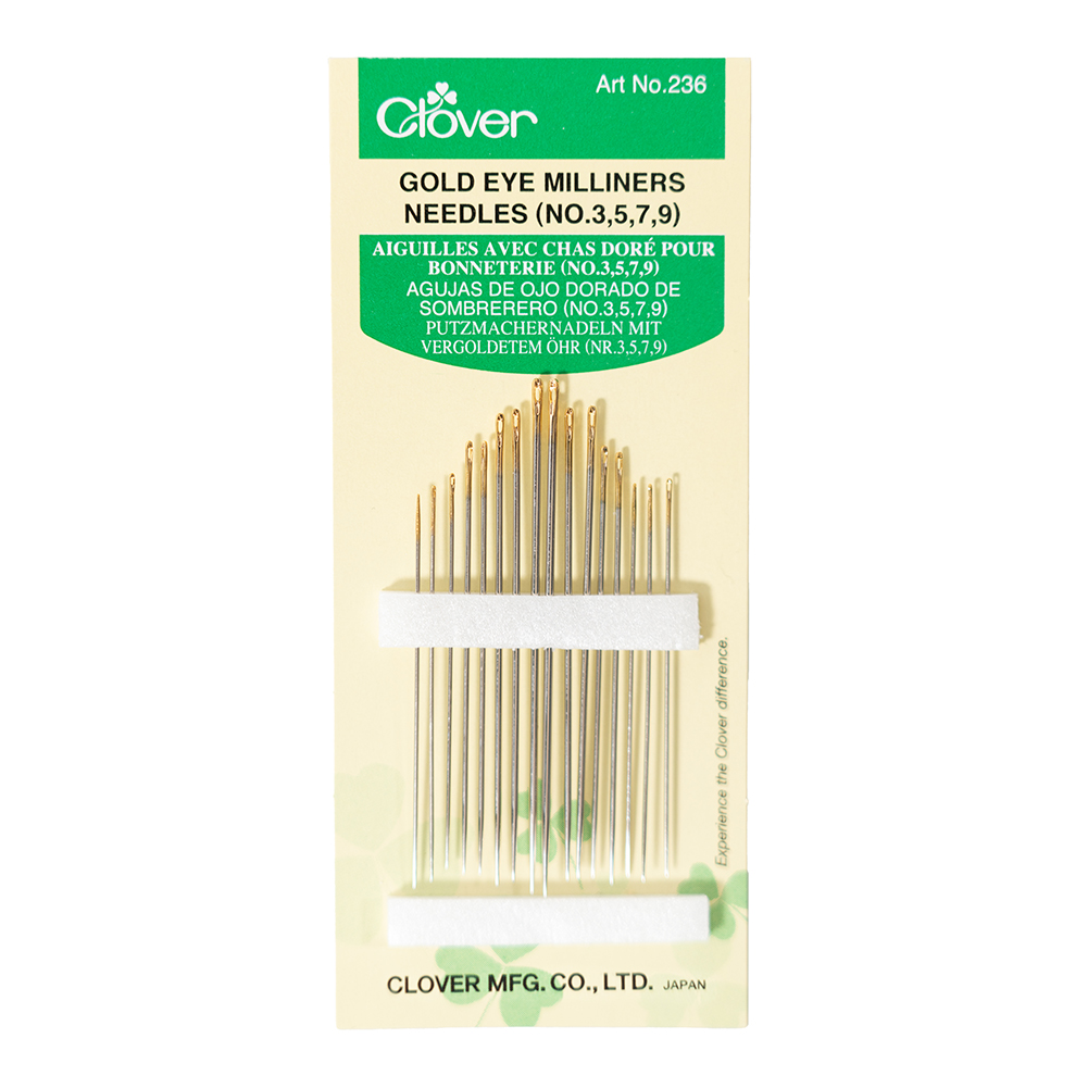 Clover Gold Eye Milliners Needles – Sizes 3, 5, 7, 9 – 16 ct Clover Gold Eye Milliners Needles – Sizes 3, 5, 7, 9 – 16 ct