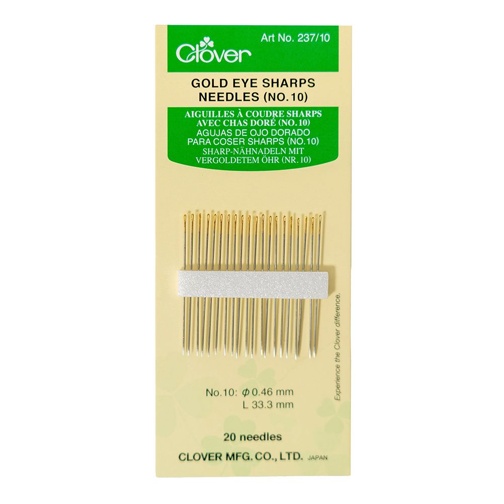 Clover Gold Eye Sharp Needles – Size 10 – 20 ct Clover Gold Eye Sharp Needles – Size 10 – 20 ct