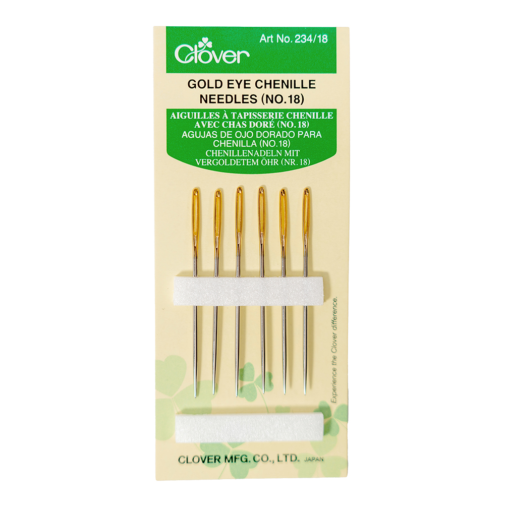 Clover Gold Eye Chenille Needles – Size 18 – 6 ct Clover Gold Eye Chenille Needles – Size 18 – 6 ct