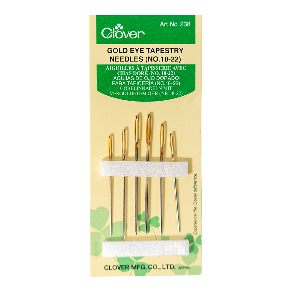 Clover Gold Eye Tapestry Needles – Sizes 18-22 – 6 ct Clover Gold Eye Tapestry Needles – Sizes 18-22 – 6 ct