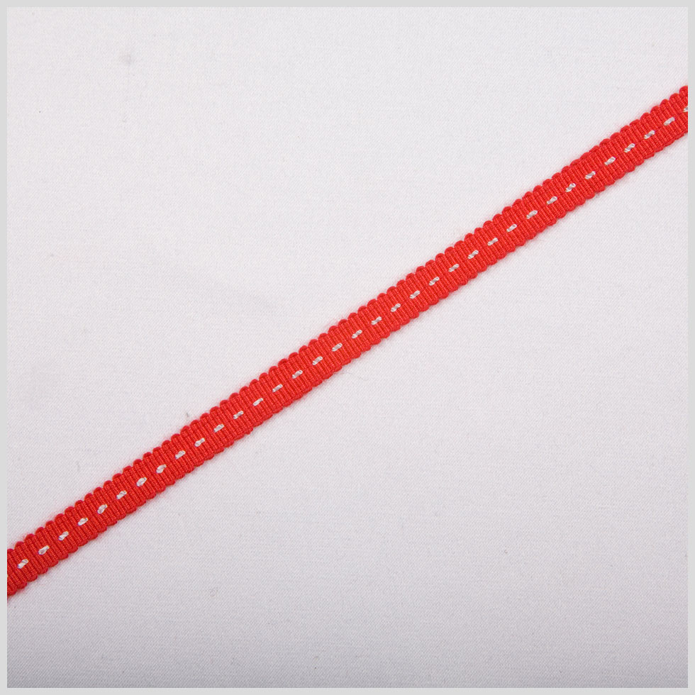Red Stitched Grosgrain Ribbon – 0.19″ Red Stitched Grosgrain Ribbon – 0.19″