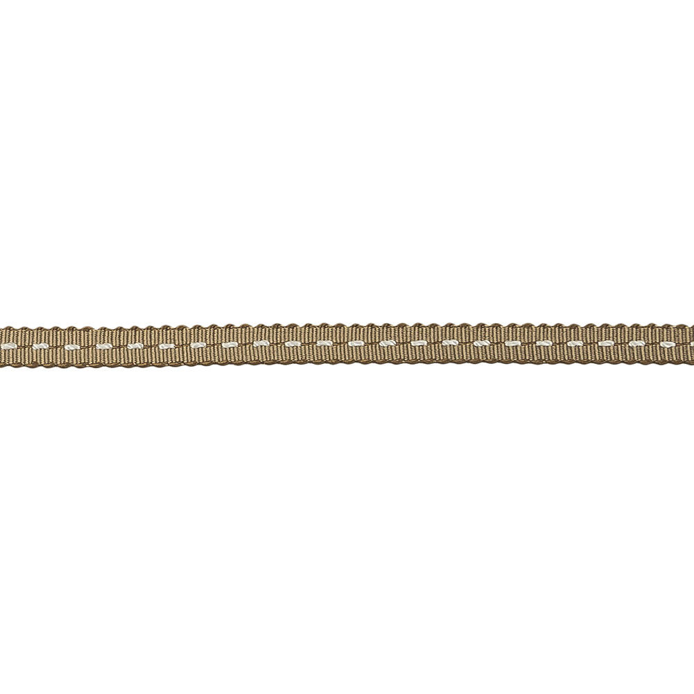 Chai Tea and White Stitched Grosgrain Ribbon – 0.19″ Chai Tea and White Stitched Grosgrain Ribbon – 0.19″