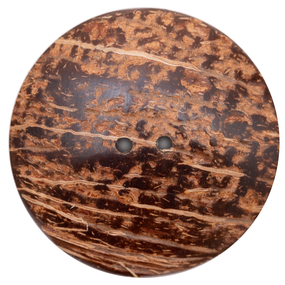 Natural and Silver Foiled 2-Hole Coconut Button - 70L/44.5mm