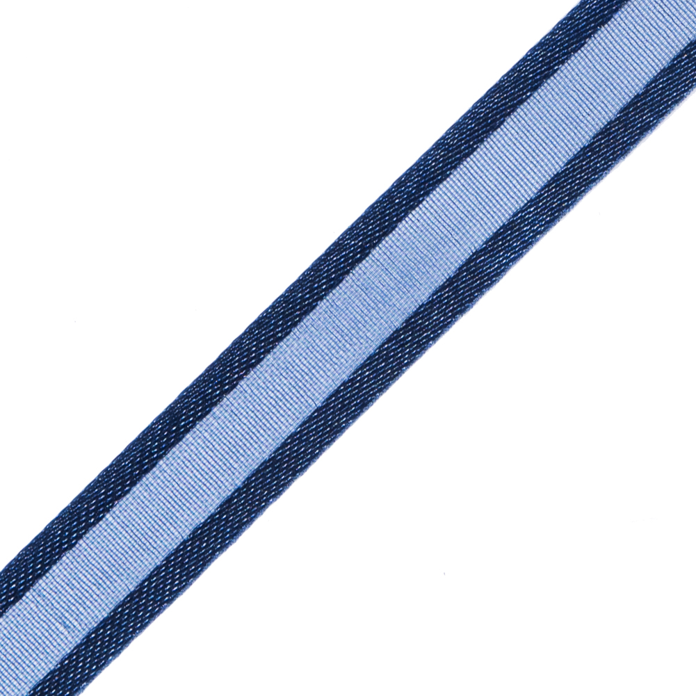 3/8" Navy Sheer Ribbon with Double Faced Satin Edge