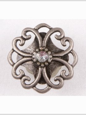 Silver/Crystal Metal Coat Button – 24L/15mm Silver/Crystal Metal Coat Button – 24L/15mm