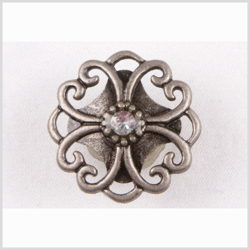 Silver/Crystal Metal Coat Button – 24L/15mm Silver/Crystal Metal Coat Button – 24L/15mm