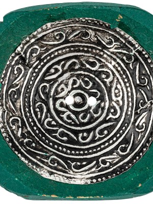 Hunter Green and Silver Foiled 2-Hole Coconut Button – 110L/70mm Hunter Green and Silver Foiled 2-Hole Coconut Button – 110L/70mm