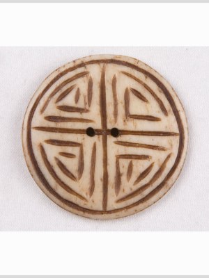 Natural Bone Primitive Pattern 2-Hole Button – 44L/28mm Natural Bone Primitive Pattern 2-Hole Button – 44L/28mm