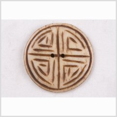 Natural Bone Primitive Pattern 2-Hole Button – 44L/28mm Natural Bone Primitive Pattern 2-Hole Button – 44L/28mm