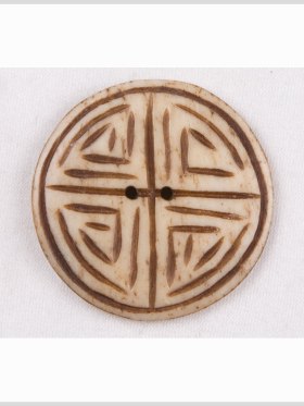 Natural Bone Primitive Pattern 2-Hole Button – 54L/34mm Natural Bone Primitive Pattern 2-Hole Button – 54L/34mm