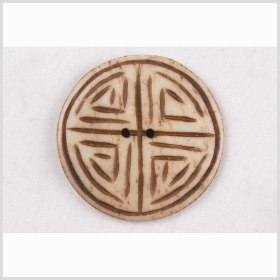 Natural Bone Primitive Pattern 2-Hole Button – 54L/34mm Natural Bone Primitive Pattern 2-Hole Button – 54L/34mm