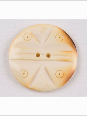 Natural Bone Carved 2-Hole Button – 44L/28mm Natural Bone Carved 2-Hole Button – 44L/28mm