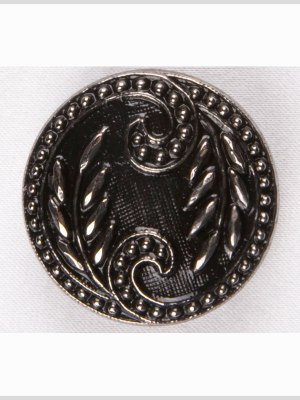 Black and Platinum Floral Leaf Glass Shank Back Button – 28L/18mm Black and Platinum Floral Leaf Glass Shank Back Button – 28L/18mm