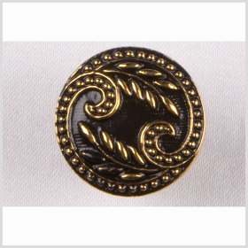 Black and Gold Floral Leaf Glass Shank Back Button – 22L/14mm Black and Gold Floral Leaf Glass Shank Back Button – 22L/14mm