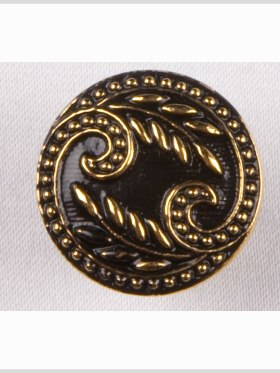 Black and Gold Floral Leaf Glass Shank Back Button – 22L/14mm Black and Gold Floral Leaf Glass Shank Back Button – 22L/14mm