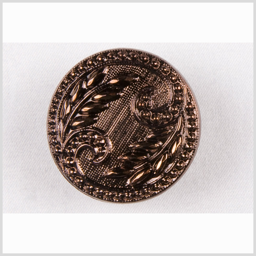 Copper Floral Leaf Glass Shank Back Button – 44L/28mm Copper Floral Leaf Glass Shank Back Button – 44L/28mm