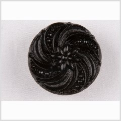 Black Floral and Swirl Glass Button – 22L/14mm Black Floral and Swirl Glass Button – 22L/14mm