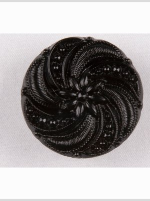Black Floral and Swirl Glass Button – 22L/14mm Black Floral and Swirl Glass Button – 22L/14mm