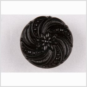 Black Floral and Swirl Glass Button – 28L/18mm Black Floral and Swirl Glass Button – 28L/18mm