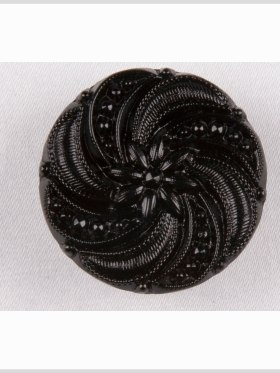 Black Floral and Swirl Glass Button – 36L/23mm Black Floral and Swirl Glass Button – 36L/23mm