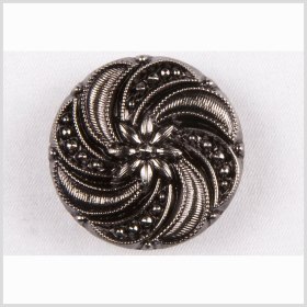 Black and Platinum Floral and Swirl Glass Button – 22L/14mm Black and Platinum Floral and Swirl Glass Button – 22L/14mm