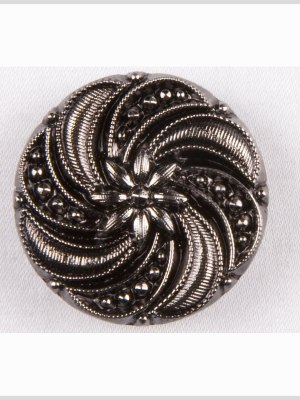 Black and Platinum Floral and Swirl Glass Button – 22L/14mm Black and Platinum Floral and Swirl Glass Button – 22L/14mm