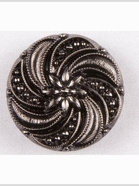 Black and Platinum Floral and Swirl Glass Button – 36L/23mm Black and Platinum Floral and Swirl Glass Button – 36L/23mm