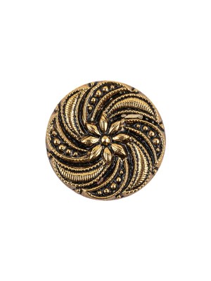 Black and Gold Floral and Swirl Glass Button – 28L/18mm Black and Gold Floral and Swirl Glass Button – 28L/18mm