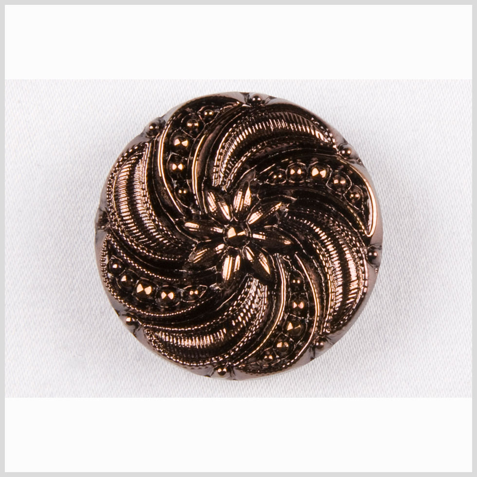 Copper Floral and Swirl Glass Button – 28L/18mm Copper Floral and Swirl Glass Button – 28L/18mm