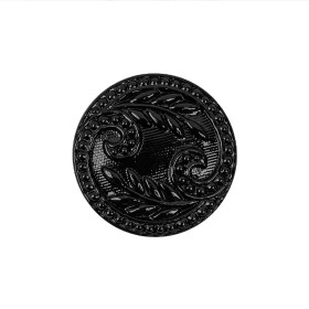 Black Floral Leaf Glass Shank Back Button – 36L/23mm Black Floral Leaf Glass Shank Back Button – 36L/23mm